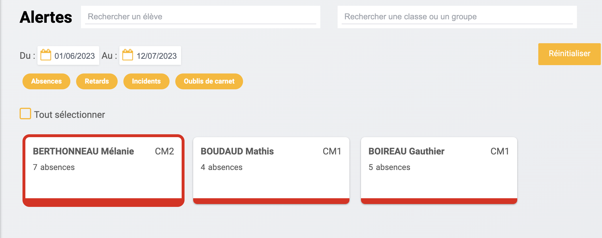 Réinitialiser